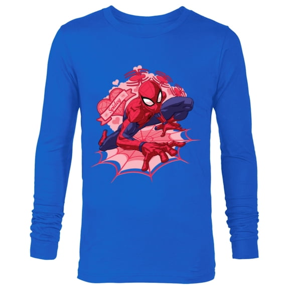 Marvel Spider-Man Hearts Valentine's Day - Long Sleeve T-Shirt for Men - Customized-Navy