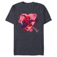 thumbnail image 1 of Marvel Spider-Man Hearts and Flowers Valentine's Day - Short Sleeve Blended T-Shirt for Adults - Customized-Navy Heather, 1 of 5
