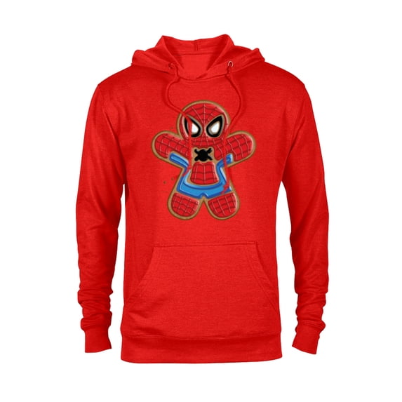 Marvel Spider-Man Holiday Christmas Gingerbread Man Cookie - Pullover Hoodie for Adults - Customized-Red