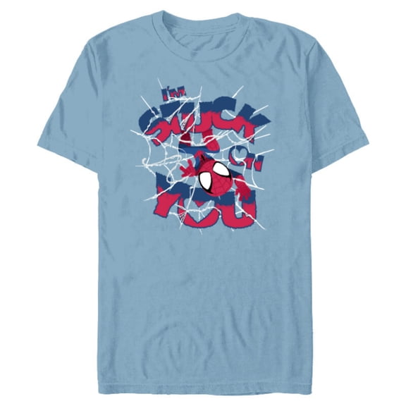 Marvel Spider-Man I'm Stuck on You Valentine's Day - Short Sleeve Blended T-Shirt for Adults - Customized-Ocean Blue