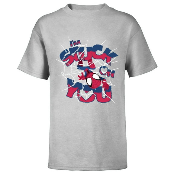 Marvel Spider-Man I'm Stuck on You Valentine's Day - Short Sleeve T-Shirt for Kids - Customized-Athletic Heather
