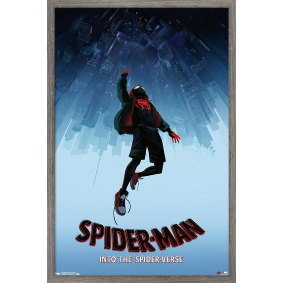 Marvel Spider-Man - Into The Spider-Verse - Falling Wall Poster, 22.375" x 34", Framed