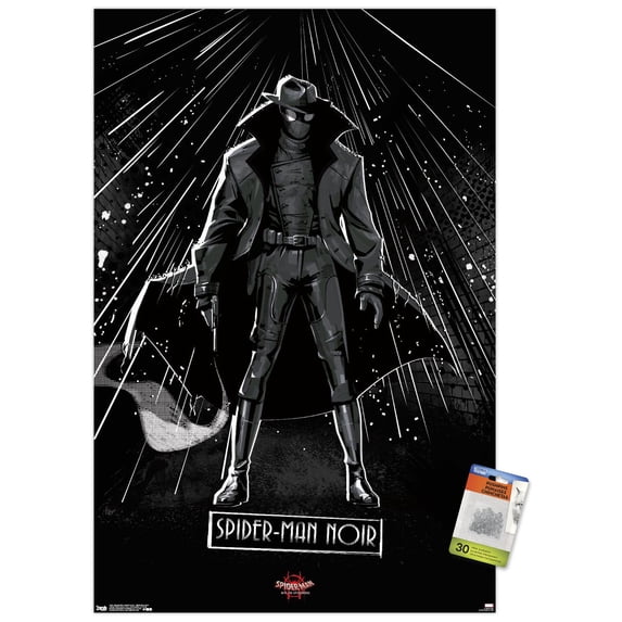 Marvel Spider-Man - Into The Spider-Verse - Spider-Man Noir Wall Poster with Push Pins, 22.375" x 34"