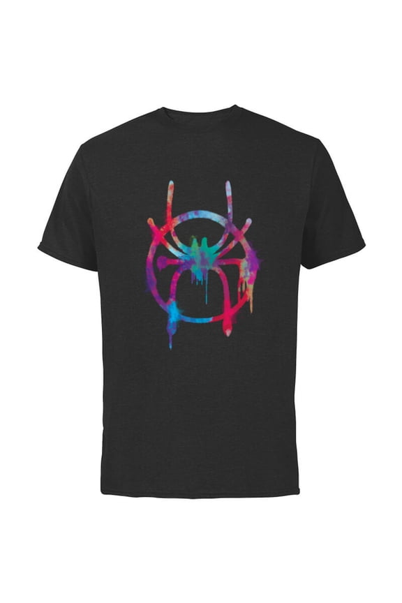 Spider-Man Into the Spider-Verse Rainbow Icon - Short Sleeve Cotton T-Shirt for Adults - Customized-Black