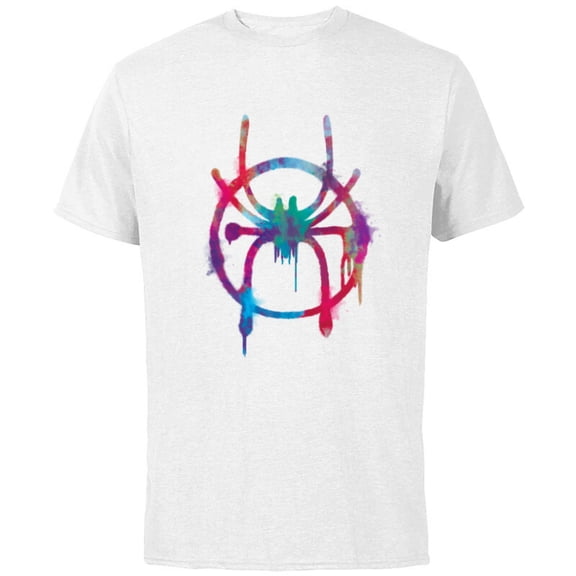 Marvel Spider-Man Into the Spider-Verse Rainbow Icon - Short Sleeve Cotton T-Shirt for Adults - Customized-White