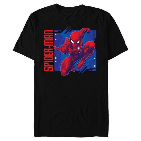 Marvel Spider-Man Leaping into Action All-Red - Short Sleeve Blended T-Shirt for Adults - Customized-Black