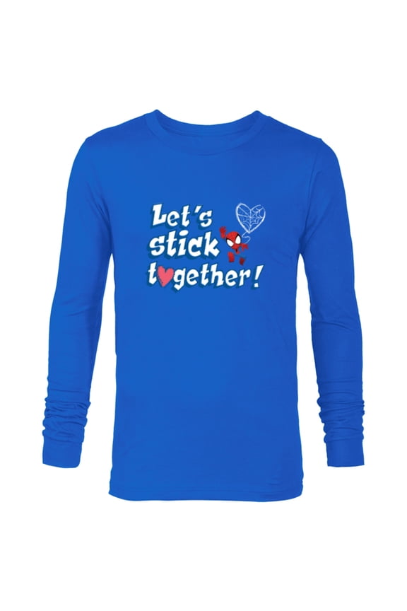 Spider-Man Let's Stick Together Valentine's Day - Long Sleeve T-Shirt for Men - Customized-Navy