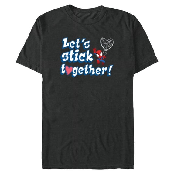 Marvel Spider-Man Let's Stick Together Valentine's Day - Short Sleeve Blended T-Shirt for Adults - Customized-Dark Heather