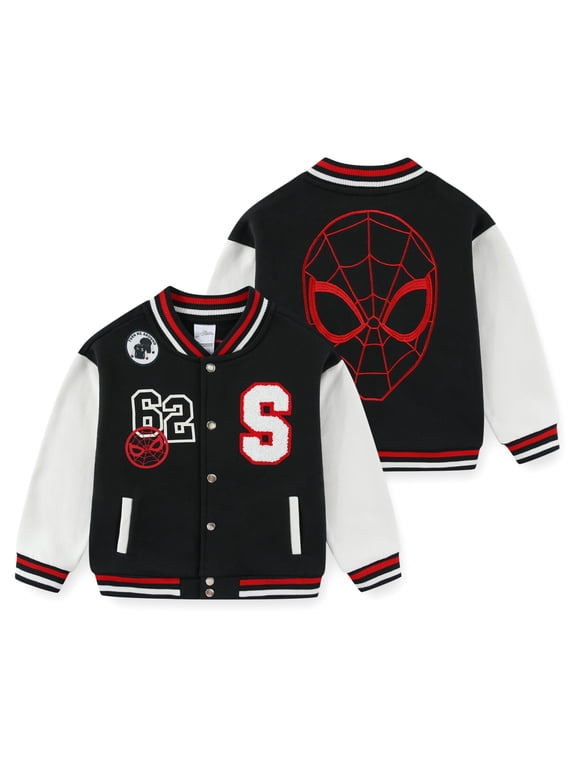 Spidey & His Amazing Friends Spider-Man Letterman Varsity Bomber Jacket (Boys), Sizes 2T-8