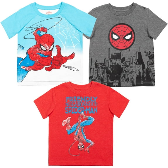 Marvel Spider-Man Little Boys 3 Pack T-Shirts Toddler to Big Kid
