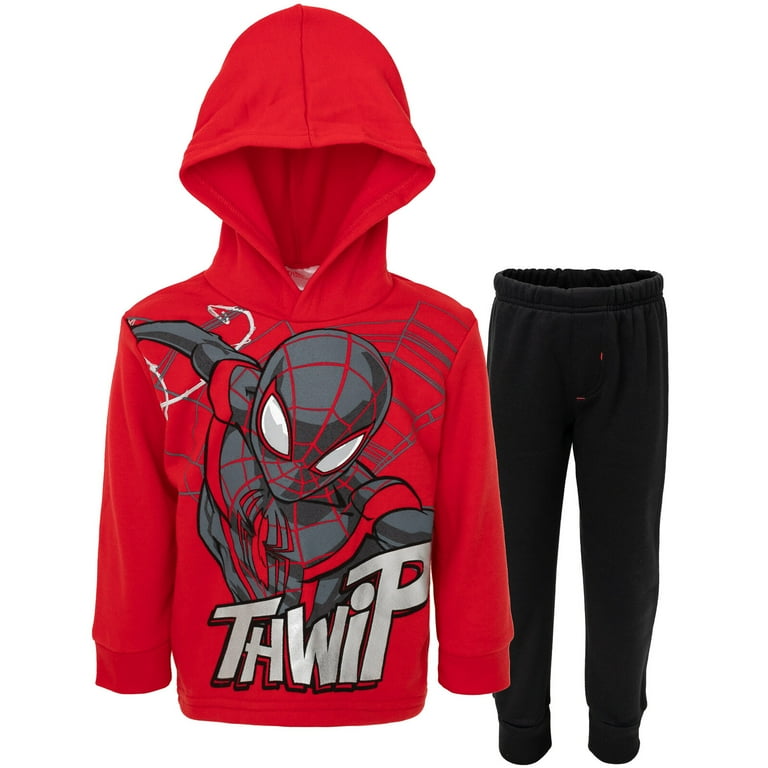  Spider-Man Toddler Boys Fleece Pullover Hoodie And Pants  Outfit Set Spiderman Black 2T