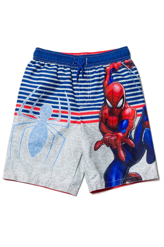Spider-Man Little Boys Swim Trunks Bathing Suit Gray 7-8