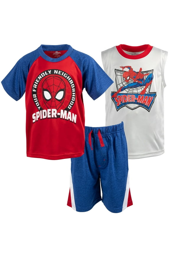 Spider-Man by Marvel Polyester Solid Print Short Sleeve Outfit Sets (Boys)