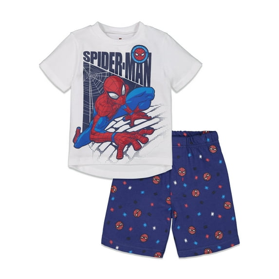 Marvel Spider-Man Little Boys T-Shirt and French Terry Shorts Outfit Set Toddler to Big Kid