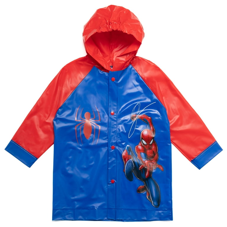 Marvel Spider Man Little Boys Waterproof Rain Jacket Toddler to Big Kid