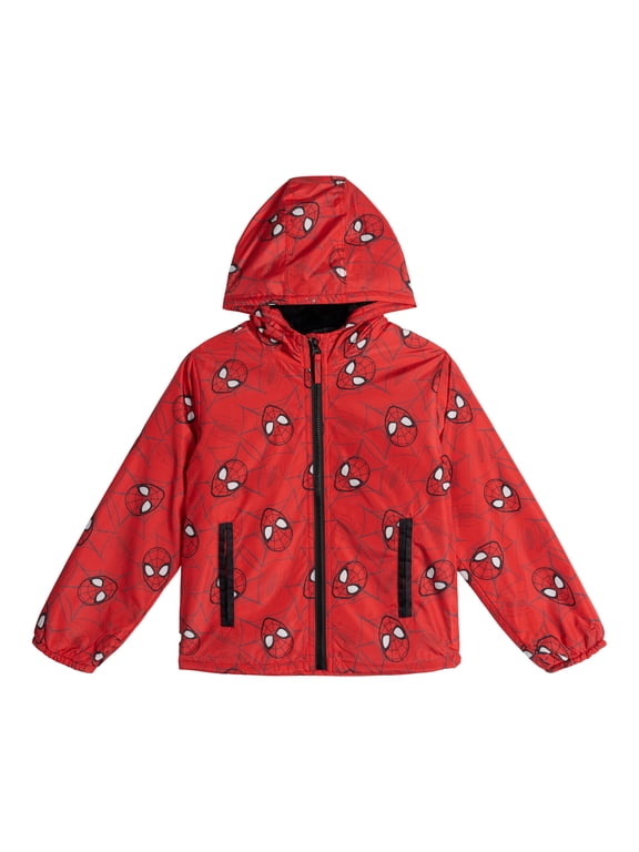 Spider-Man Little Boys' Zip-Up Hooded Jacket Red Black Spider Man