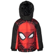 MARVEL Spider-Man Little Boys Zip Up Puffer Jacket Toddler to Big Kid