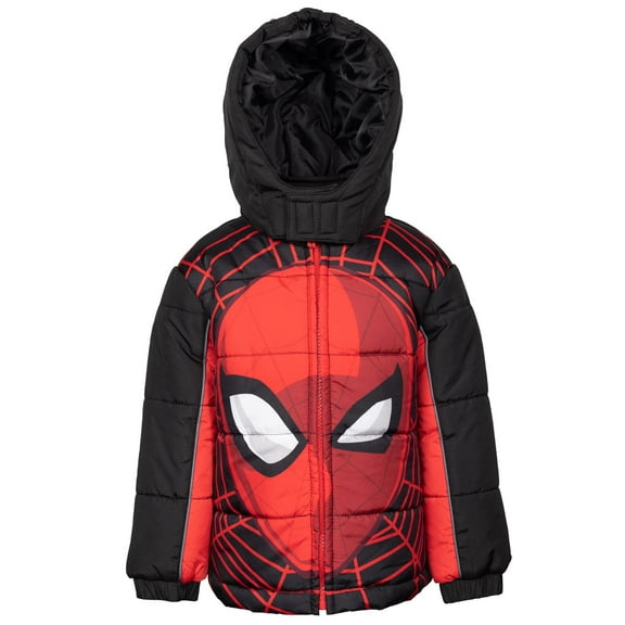 Marvel Spider-Man Little Boys Zip Up Puffer Jacket Toddler to Big Kid