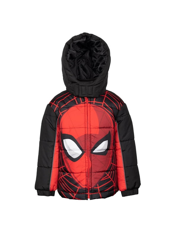 Spider-Man Little Boys Zip Up Puffer Jacket Toddler to Big Kid