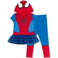 thumbnail image 1 of Marvel Spider-Man Little Girls Peplum T-Shirt and Leggings Outfit Set, 1 of 5