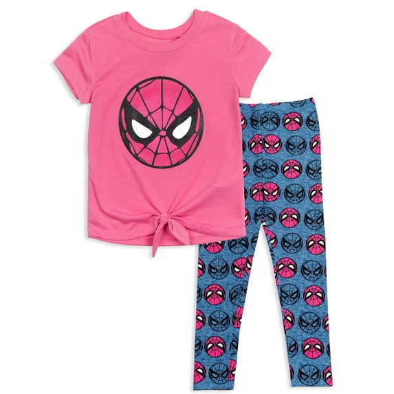 Marvel Spider-Man Little Girls T-Shirt and Leggings Outfit Set Toddler to Big Kid