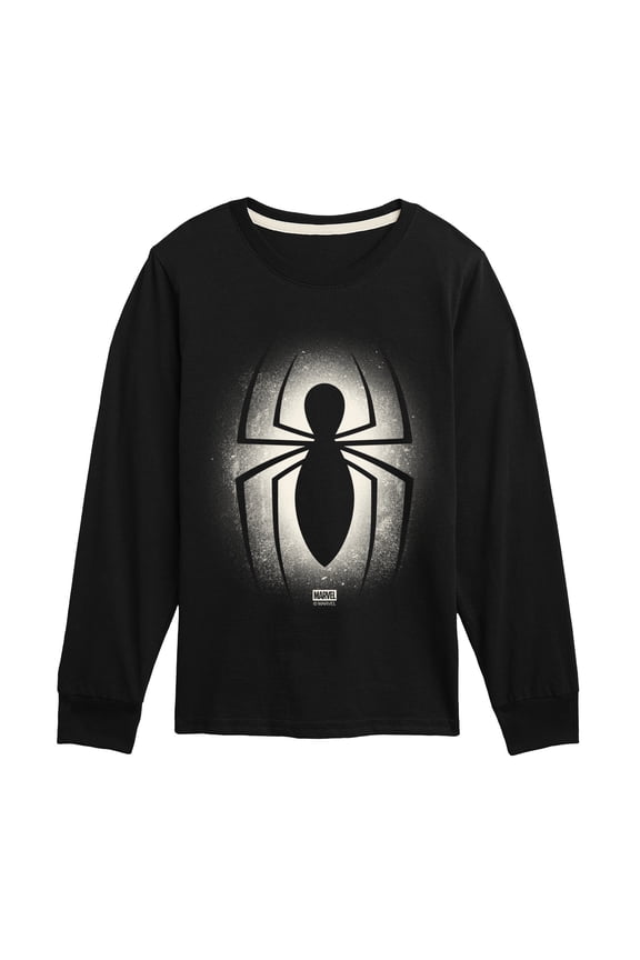 - Spidey Logo Spray - Youth Boys Long Sleeve Graphic T-Shirt
