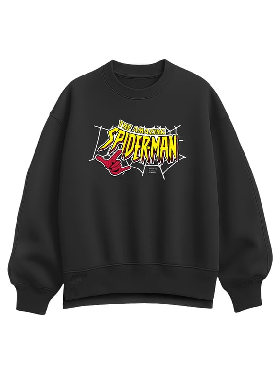 - Spider-Man Logo Women's Oversized Fleece Crew Sweatshirt