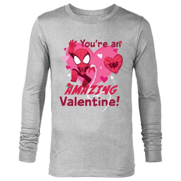 Marvel Spider-Man Love Heart You’re An Amazing Valentine - Long Sleeve T-Shirt for Men - Customized-Athletic Heather