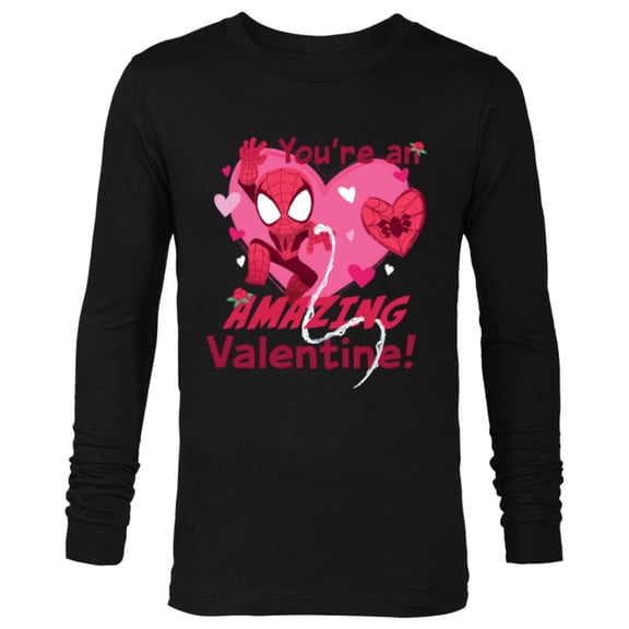 Marvel Spider-Man Love Heart You’re An Amazing Valentine - Long Sleeve T-Shirt for Men - Customized-Black