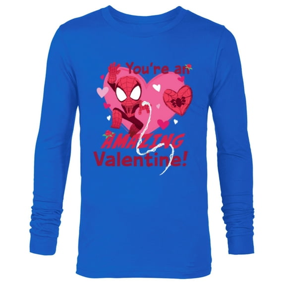 Marvel Spider-Man Love Heart You’re An Amazing Valentine - Long Sleeve T-Shirt for Men - Customized-Navy