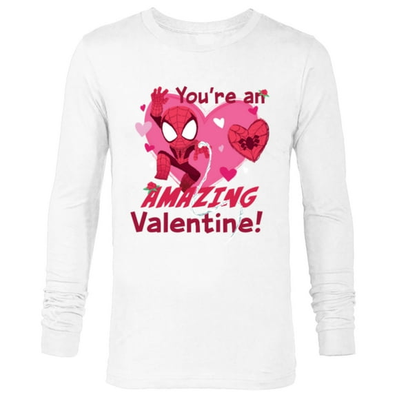 Marvel Spider-Man Love Heart You’re An Amazing Valentine - Long Sleeve T-Shirt for Men - Customized-White