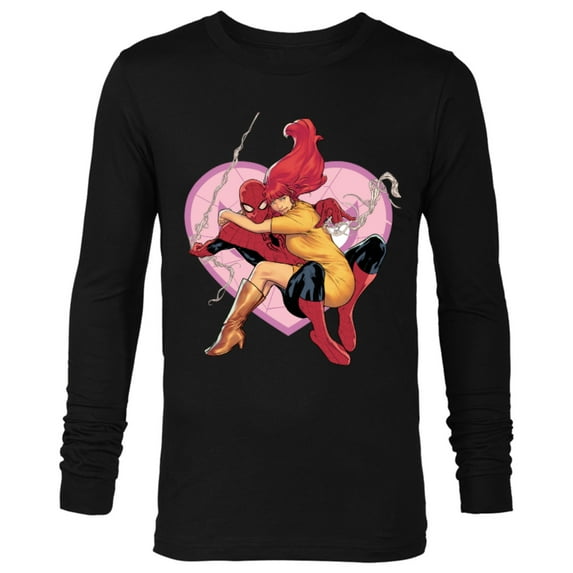 Marvel Spider-Man & Mary Jane Variant Cover Valentine's Day - Long Sleeve T-Shirt for Men – Customized-Black