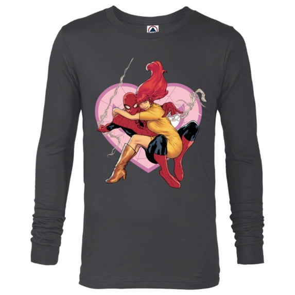 Marvel Spider-Man & Mary Jane Variant Cover Valentine's Day - Long Sleeve T-Shirt for Men – Customized-Charcoal Heather