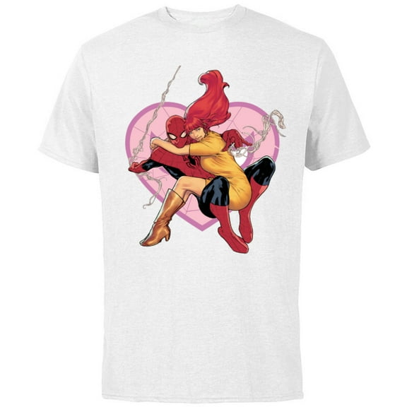 Marvel Spider-Man & Mary Jane Variant Cover Valentine's Day - Short Sleeve Cotton T-Shirt for Adults - Customized-White