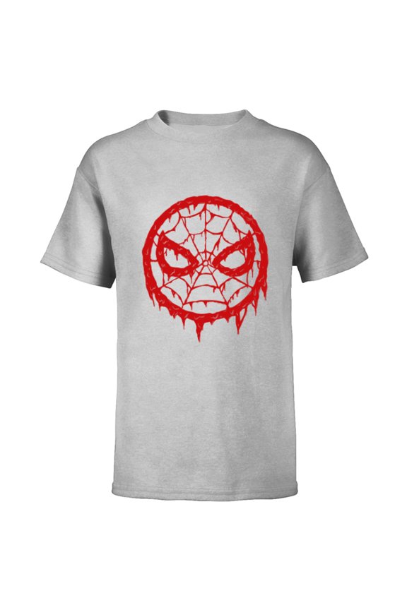 Spider-Man Mask Logo Melting Paint Drip - Short Sleeve T-Shirt for Kids - Customized-Athletic Heather