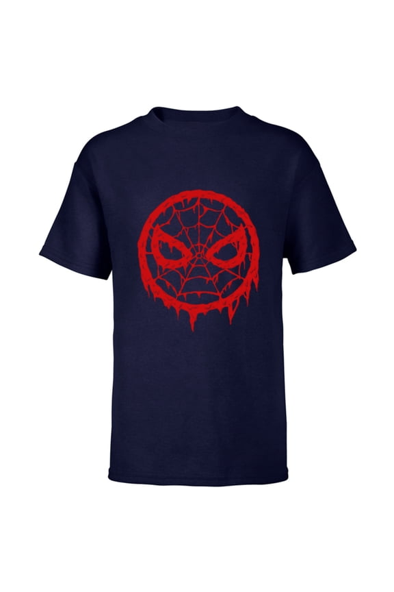 Spider-Man Mask Logo Melting Paint Drip - Short Sleeve T-Shirt for Kids - Customized-Navy