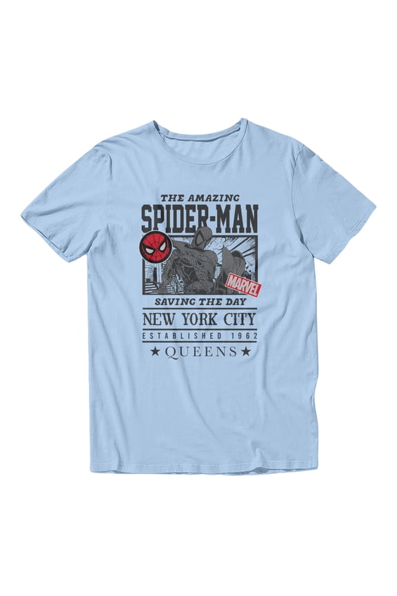Spider-Man Mask Retro Sparkle Men's T Shirt (Light Blue, S-XXXL)