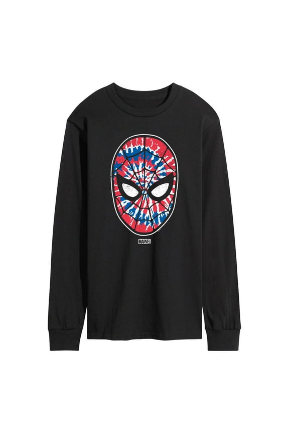 Spider-Man - Mask Tie Dye Flag - Men's Long Sleeve Graphic T-Shirt