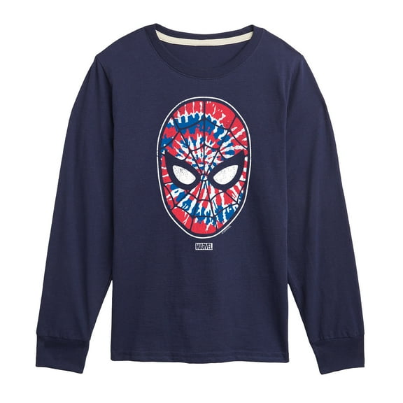 Marvel Spider-Man - Mask Tie Dye Flag - Toddler And Youth Long Sleeve Graphic T-Shirt