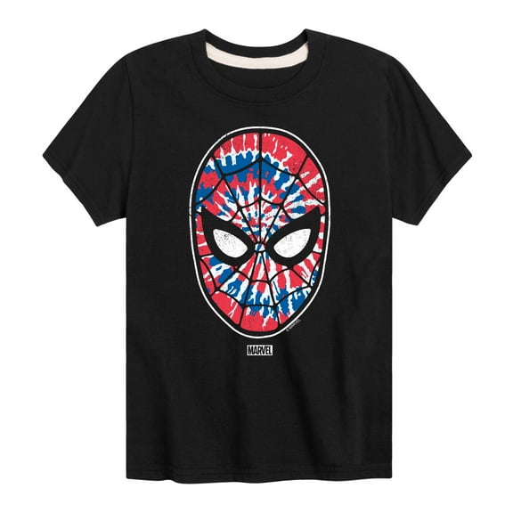 Marvel Spider-Man - Mask Tie Dye Flag - Toddler And Youth Short Sleeve Graphic T-Shirt