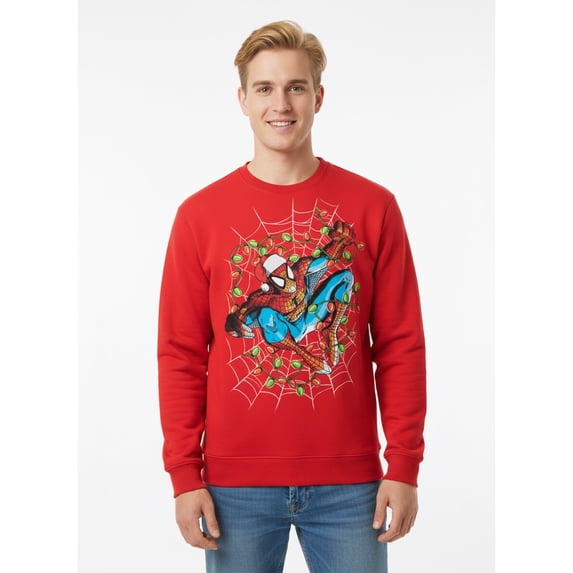 Man Men Marvel Spider-Man Men's Christmas Crewneck Sweatshirt, Sizes S-3XL ...