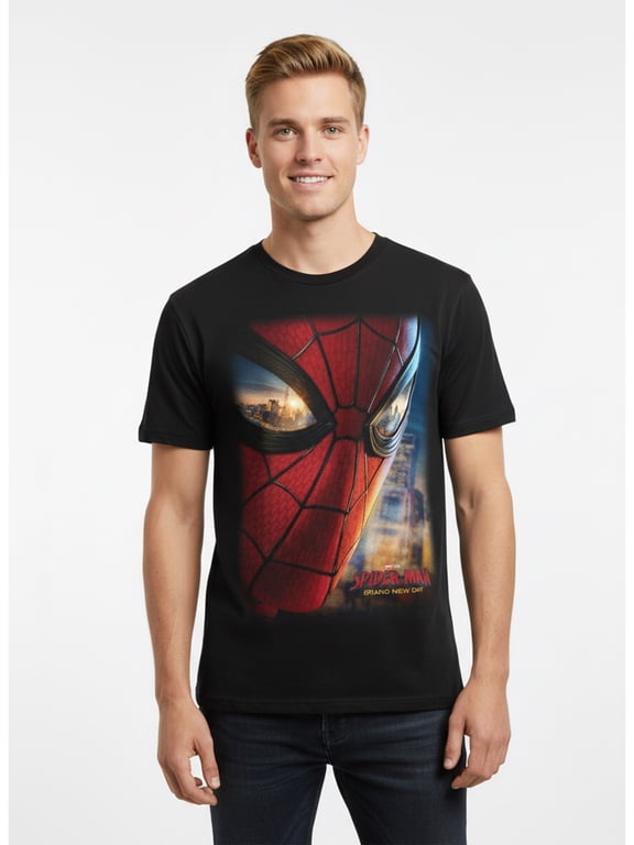 Spider-Man, Men's & Big Men's Graphic Tee, Big Face Poster, Sizes S-3XL