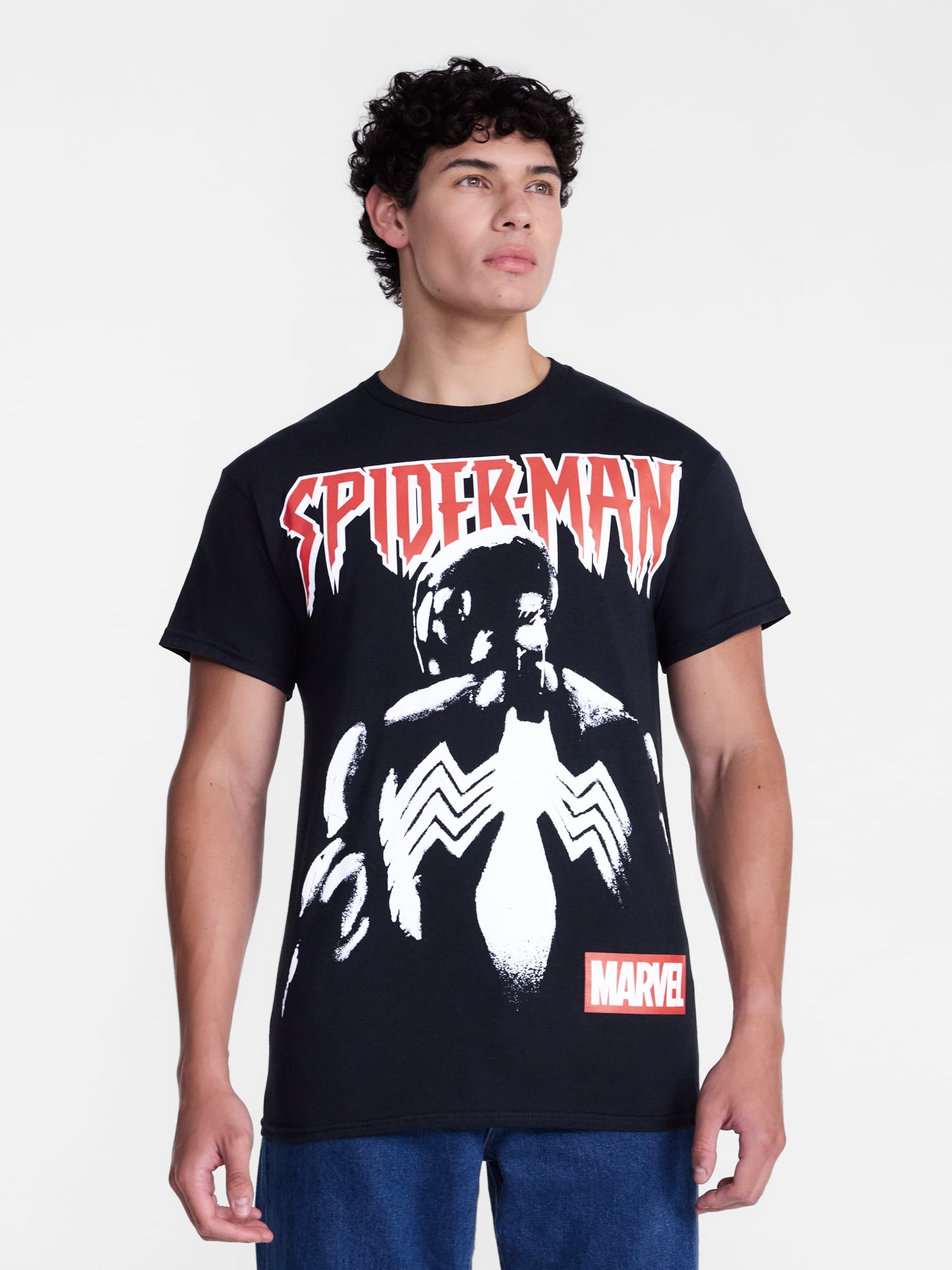 Marvel Spider-Man Men's and Big Men's Black Suit Graphic Tee, Sizes S-3XL