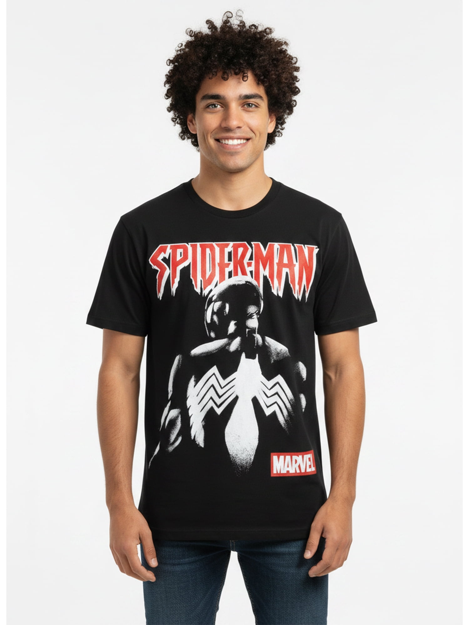 Marvel Spider-Man Men's and Big Men's Black Suit Graphic Tee, Sizes S-3XL