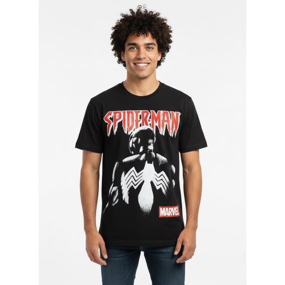 Marvel Spider-Man Men's and Big Men's Black Suit Graphic Tee, Sizes S-3XL