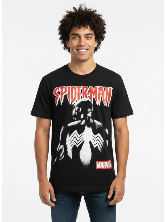 Spider-Man Men's and Big Men's Black Suit Graphic Tee, Sizes S-3XL