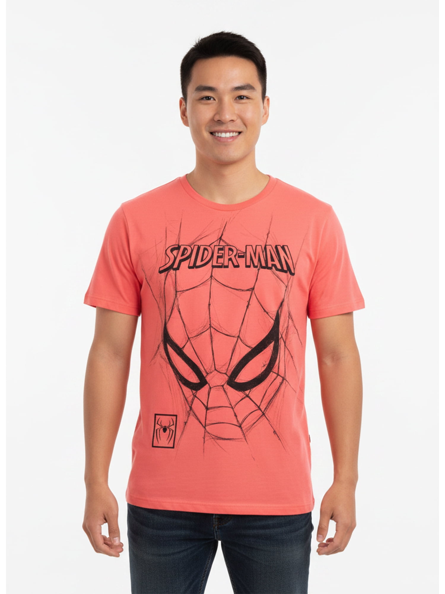 Marvel Spider-Man, Men's & Big Men's Graphic Tee, Sketch Face, Sizes S-3XL