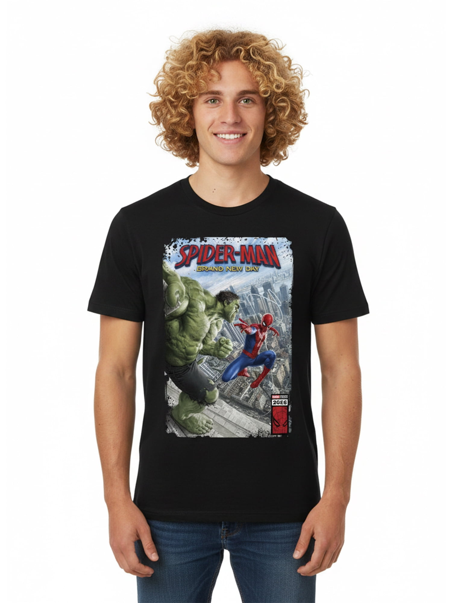 Marvel Spider-Man, Men's & Big Men's Graphic Tee, Spidey vs Hulk Comic Cover, Sizes S-3XL