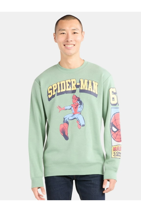 Spider-Man Men's Graphic Print Sweatshirt with Long Sleeves, Sizes S-2XL