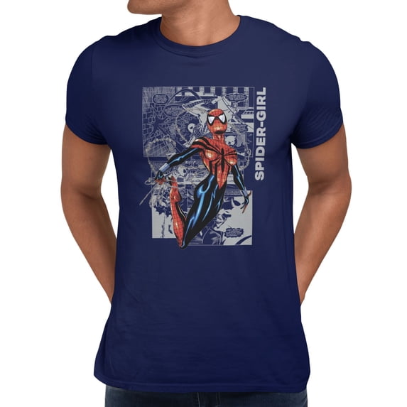 Marvel Spider-Man Men's Masked Heroine Panels T-Shirt (Iris Navy, S-XXXL)